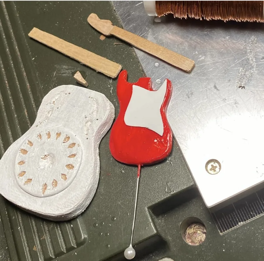 Handmade miniature guitar parts